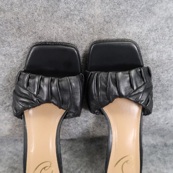 Sam Edelman Shoes Women 7 Sandal Mule Pump Slide Square Toe Leather Ruffle Kitty - Picture 9 of 15